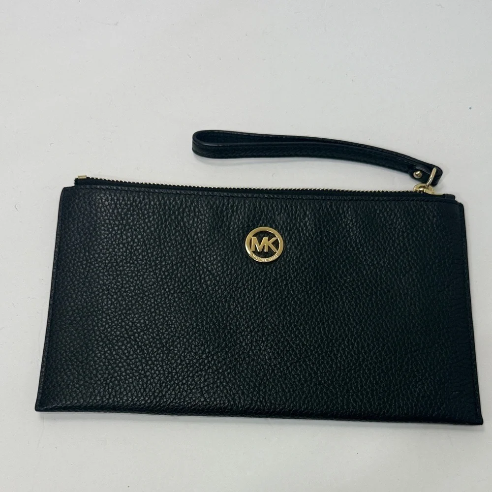 Michael Kors Black Wristlet with Gold Accents